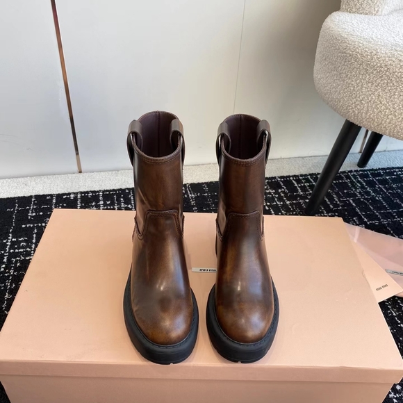 Miu Miu Chunky Platform Short Biker Boots - Picture 9 of 9